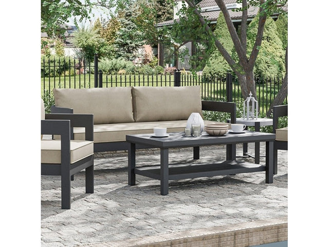 Lotus Black/Light Brown 5 Piece Patio Set - Ornate Home