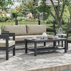 Lotus Black/Light Brown Patio Set - Ornate Home