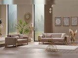 Lotus Cream Convertible Loveseat
