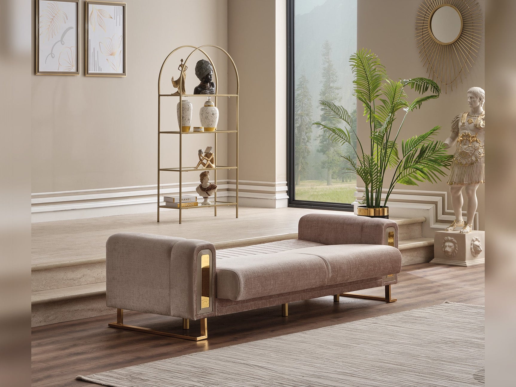 Lotus Cream Convertible Sofa