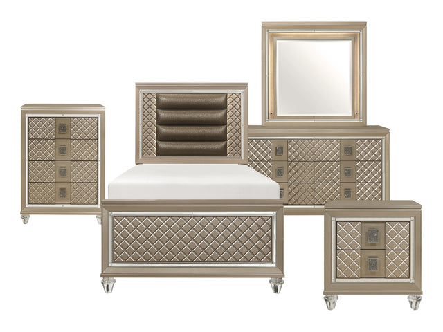 Loudon Champagne/Bronze 5-Piece Twin Bedroom Set - Ornate Home