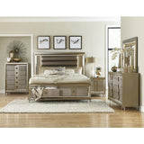 Loudon Champagne Eastern King Platform Bed With Led Lighting And Storage Footboard - Ornate Home