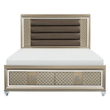 Loudon Champagne Queen Platform Bed With Led Lighting And Storage Footboard - Ornate Home