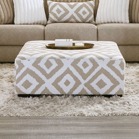 Loughlin Light Brown/Ivory Ottoman - Ornate Home