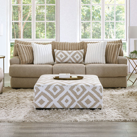 Loughlin Light Brown/Ivory Ottoman - Ornate Home