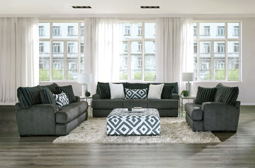 Loughton Gun Metal/Ivory Ottoman - Ornate Home
