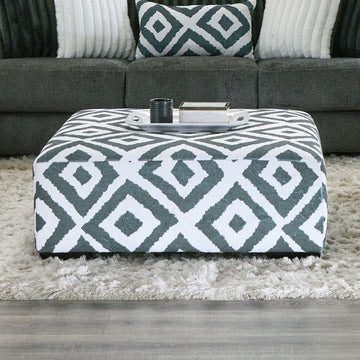 Loughton Gun Metal/Ivory Ottoman - Ornate Home