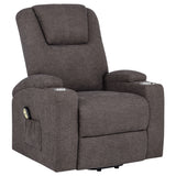 Louie Brown Chenille Upholstered Power Lift Massage Chair - Ornate Home