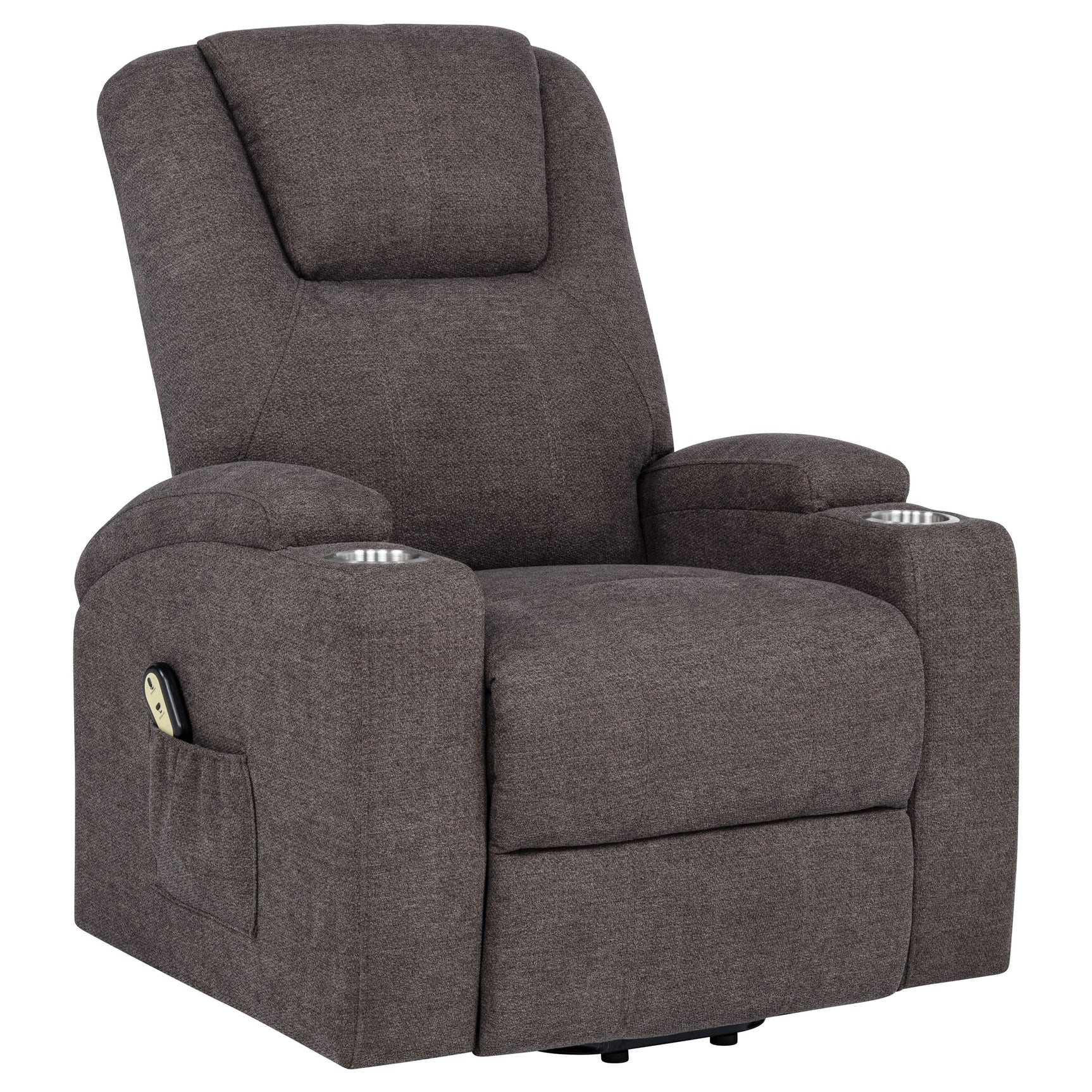 Louie Brown Chenille Upholstered Power Lift Massage Chair - Ornate Home