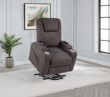 Louie Brown Chenille Upholstered Power Lift Massage Chair - Ornate Home