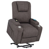 Louie Brown Chenille Upholstered Power Lift Massage Chair - Ornate Home