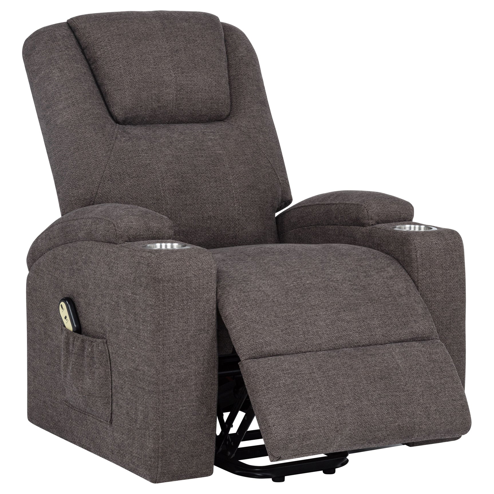 Louie Brown Chenille Upholstered Power Lift Massage Chair - Ornate Home