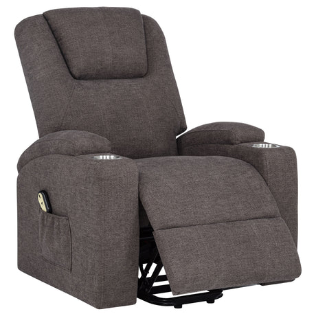 Louie Brown Chenille Upholstered Power Lift Massage Chair - Ornate Home
