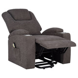 Louie Brown Chenille Upholstered Power Lift Massage Chair - Ornate Home