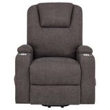 Louie Brown Chenille Upholstered Power Lift Massage Chair - Ornate Home