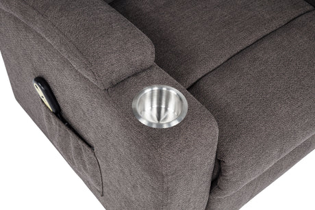 Louie Brown Chenille Upholstered Power Lift Massage Chair - Ornate Home