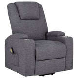 Louie Dark Grey Chenille Upholstered Power Lift Massage Chair - Ornate Home
