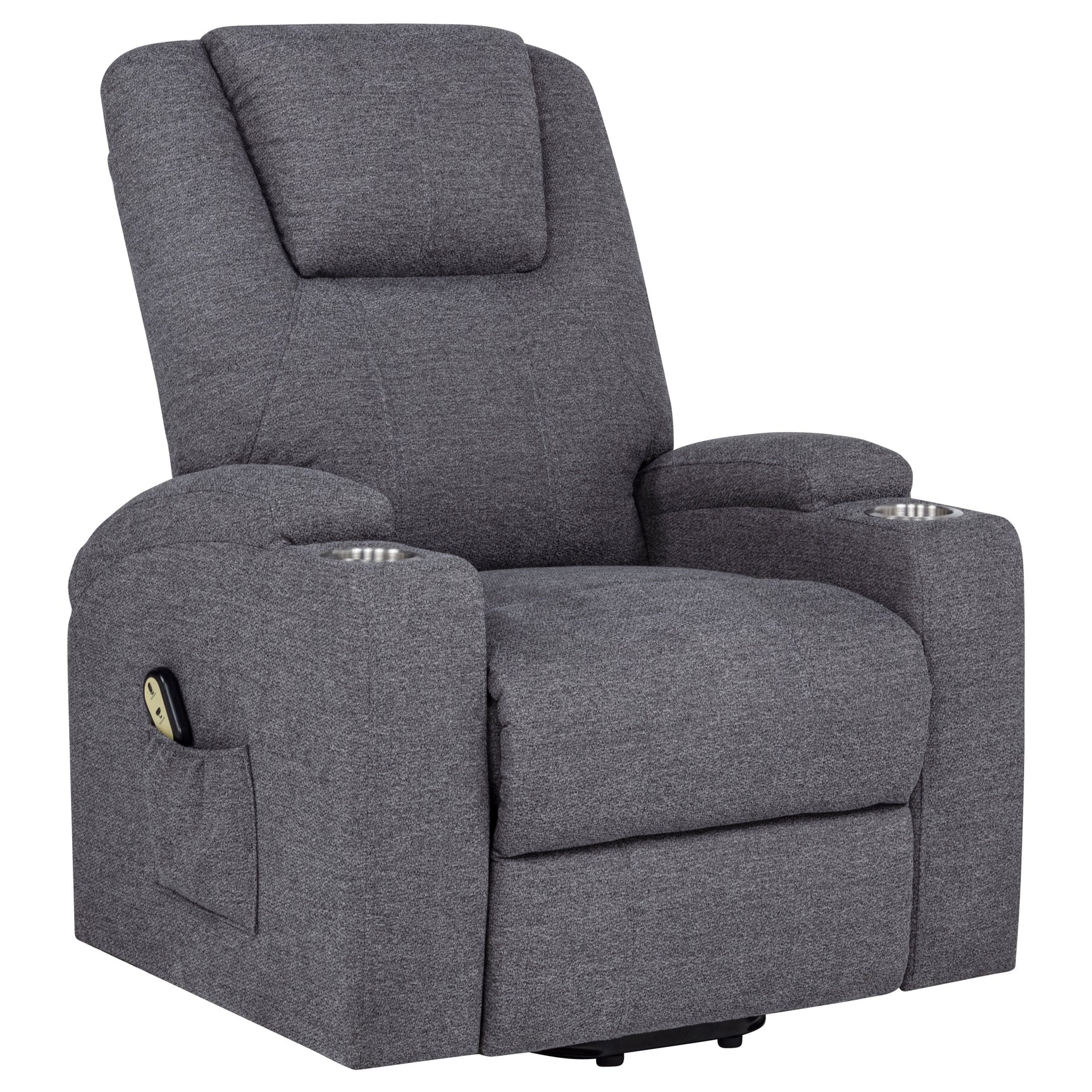 Louie Dark Grey Chenille Upholstered Power Lift Massage Chair - Ornate Home