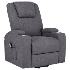 Louie Dark Grey Chenille Upholstered Power Lift Massage Chair - Ornate Home