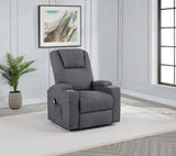 Louie Dark Grey Chenille Upholstered Power Lift Massage Chair - Ornate Home