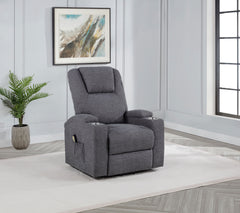 Louie Dark Grey Chenille Upholstered Power Lift Massage Chair - Ornate Home