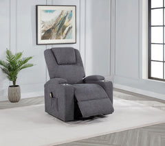 Louie Dark Grey Chenille Upholstered Power Lift Massage Chair - Ornate Home