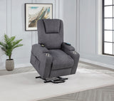 Louie Dark Grey Chenille Upholstered Power Lift Massage Chair - Ornate Home