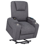 Louie Dark Grey Chenille Upholstered Power Lift Massage Chair - Ornate Home