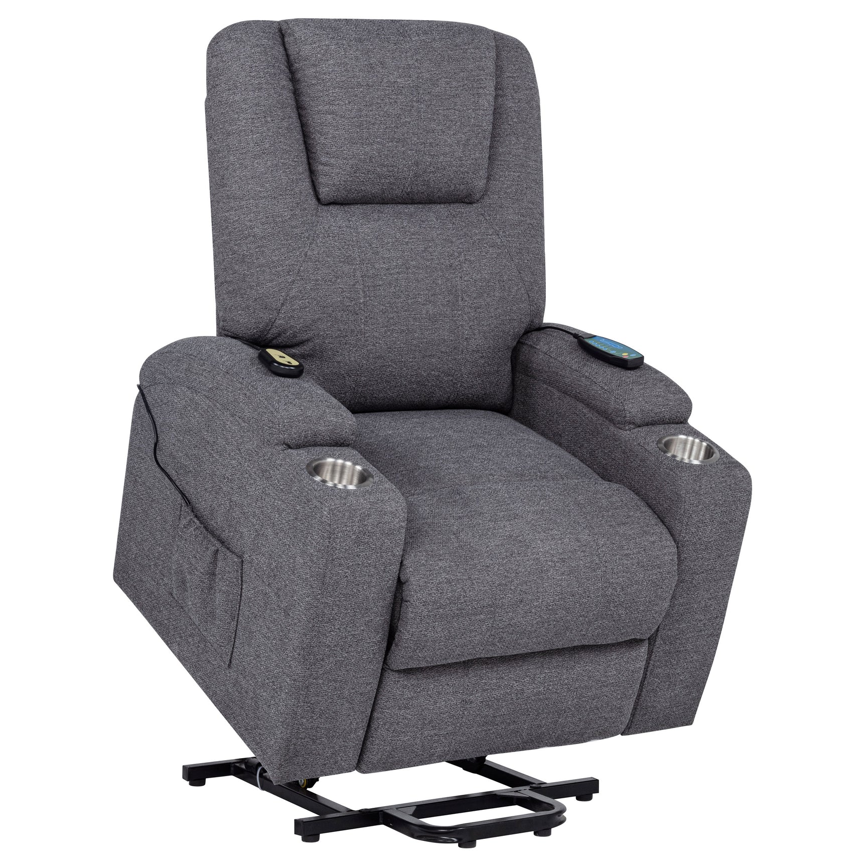 Louie Dark Grey Chenille Upholstered Power Lift Massage Chair - Ornate Home