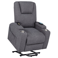 Louie Dark Grey Chenille Upholstered Power Lift Massage Chair - Ornate Home