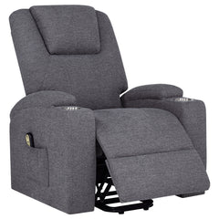 Louie Dark Grey Chenille Upholstered Power Lift Massage Chair - Ornate Home