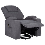 Louie Dark Grey Chenille Upholstered Power Lift Massage Chair - Ornate Home