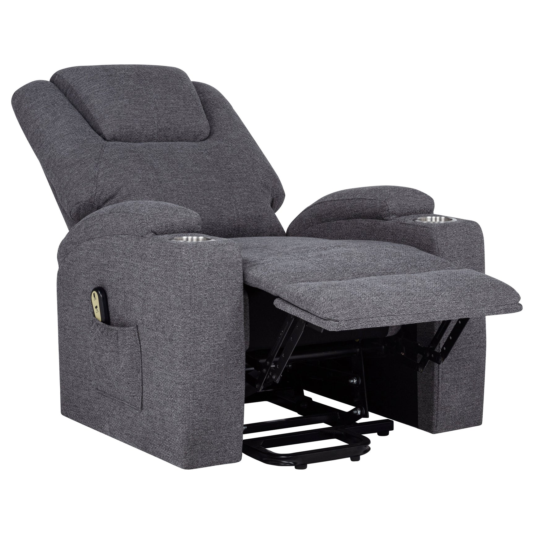Louie Dark Grey Chenille Upholstered Power Lift Massage Chair - Ornate Home