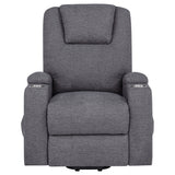 Louie Dark Grey Chenille Upholstered Power Lift Massage Chair - Ornate Home