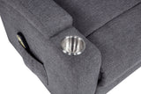 Louie Dark Grey Chenille Upholstered Power Lift Massage Chair - Ornate Home