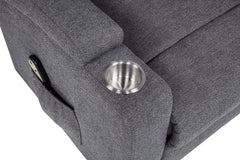 Louie Dark Grey Chenille Upholstered Power Lift Massage Chair - Ornate Home