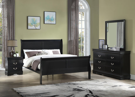 Louis Philip Black Sleigh Bedroom Set - Ornate Home