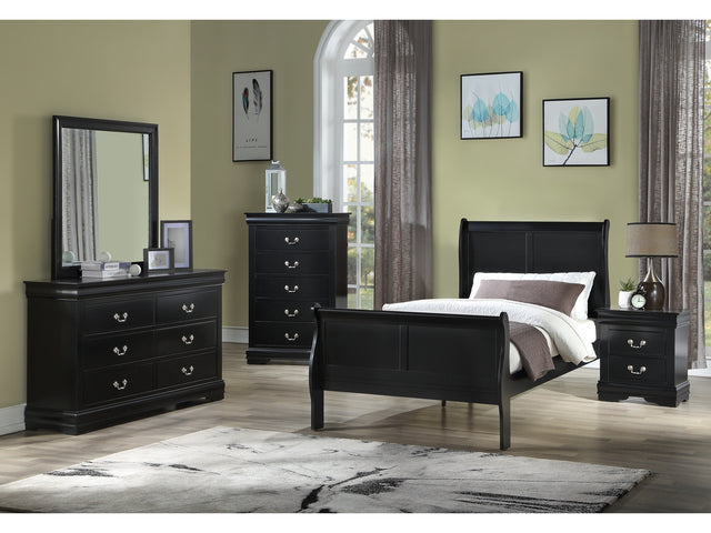 Louis Philip Black Youth Sleigh Bedroom Set - Ornate Home