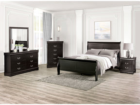 Louis Philippe Black 5 Pc. Queen Bedroom Set w/ Chest - Ornate Home