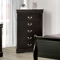 Louis Philippe Black 5 Pc. Queen Bedroom Set w/ Chest - Ornate Home