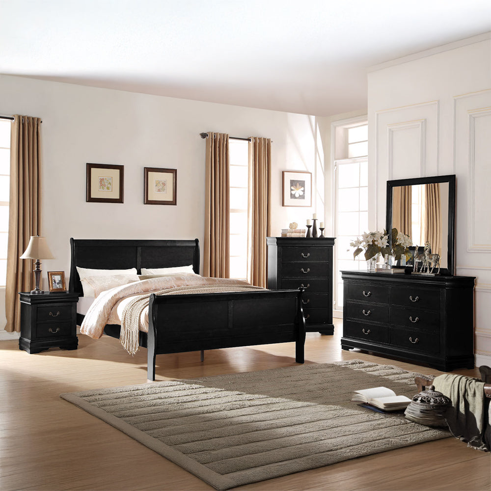 Louis Philippe Black Queen Bed - Ornate Home