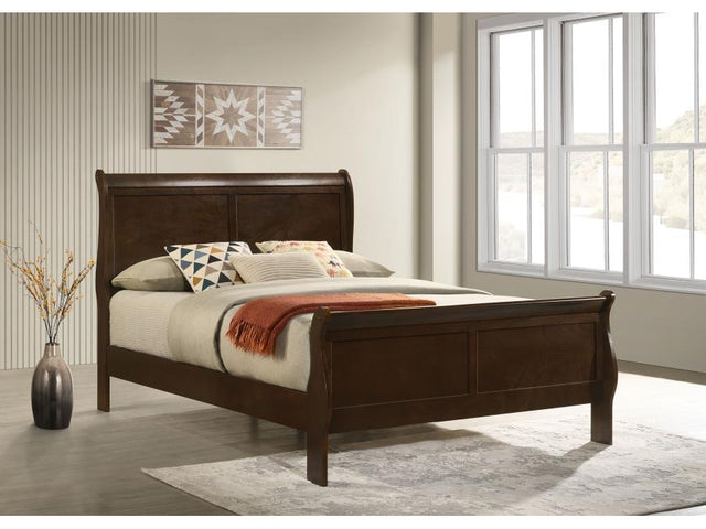 Louis Philippe Cappuccino Full Panel Bed - Ornate Home