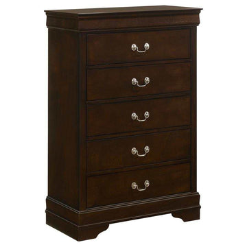 Louis Philippe Cappuccino Twin Panel Bedroom Set / 5pc - Ornate Home
