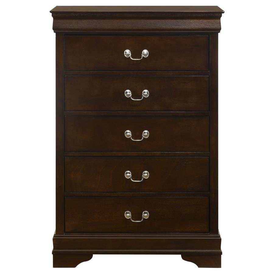 Louis Philippe Cappuccino Twin Panel Bedroom Set / 5pc - Ornate Home