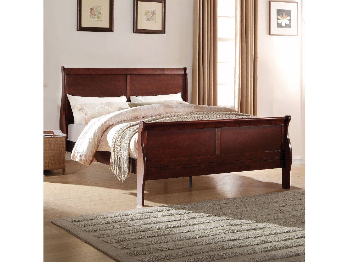 Louis Philippe Cherry Brown Twin Bed - Ornate Home