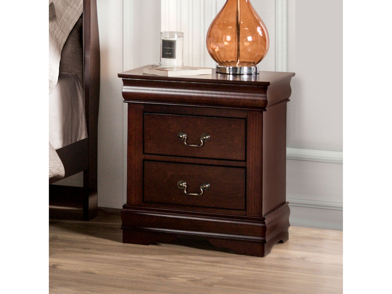 Louis Philippe Dark Cherry Nightstand - Ornate Home