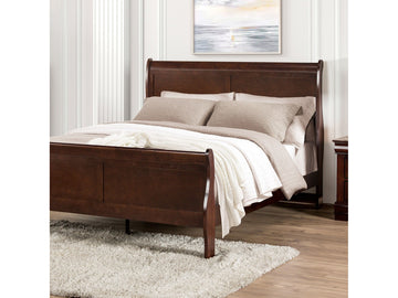 Louis Philippe Dark Cherry Queen Bed - Ornate Home