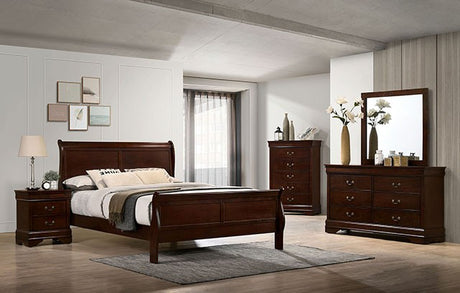 Louis Philippe Dark Cherry Queen Bed - Ornate Home