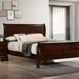 Louis Philippe Dark Cherry Queen Bed - Ornate Home