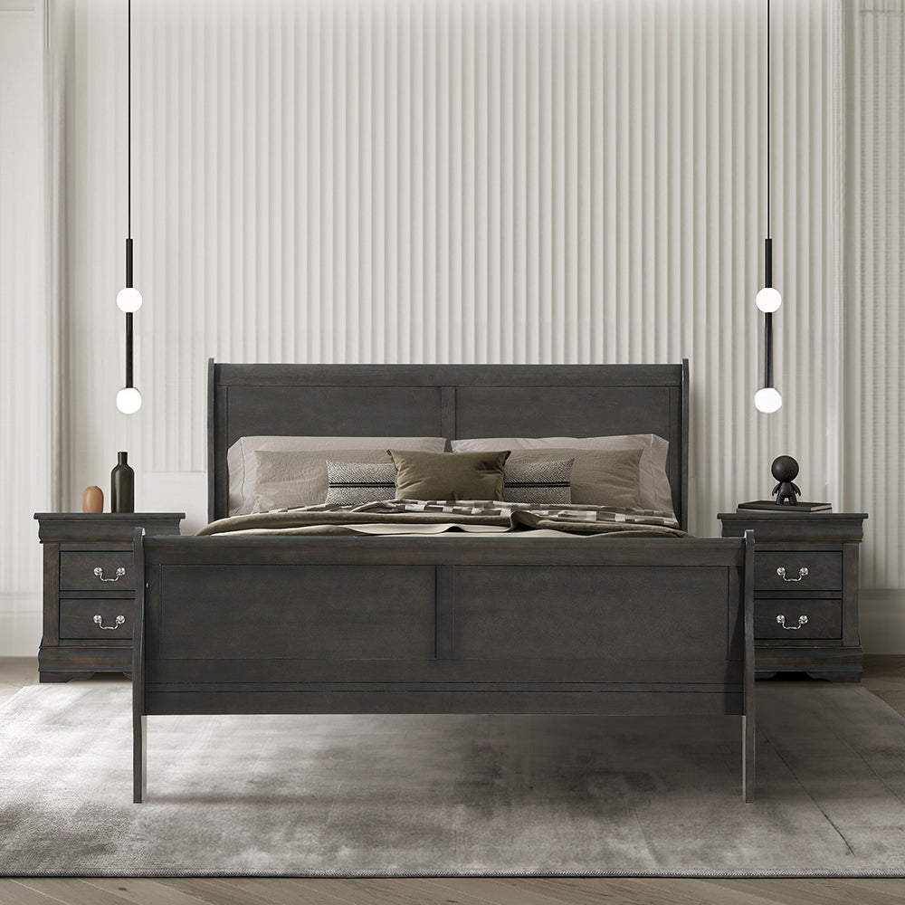 Louis Philippe Dark Gray Eastern King Bed - Ornate Home